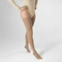 Чулки компрессионные Тривес ТК.230 унисекс 2 класс компрессии с открытым носком и гладкой резинкой цвет бежевый 