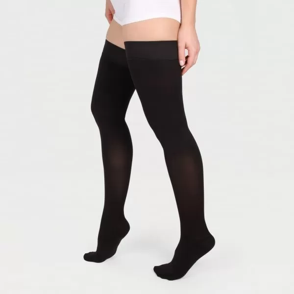Чулки компрессионные IDEALISTA ID-300W унисекс 2 класс компрессии с закрытым носком и гладкой резинкой на широкое бедро цвет черный 