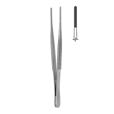 Пинцет сосудистый прямой с атравматической нарезкой Hilbro 34.0033