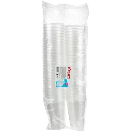 Стакан одноразовый пластиковый 200/220 мл прозрачный (100 штук в упаковке)