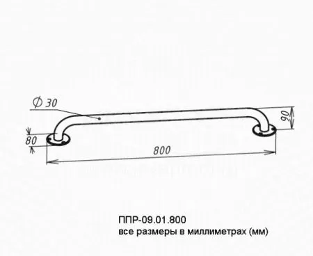 Поручень для инвалидов прямой ППР-09.01.800.Н