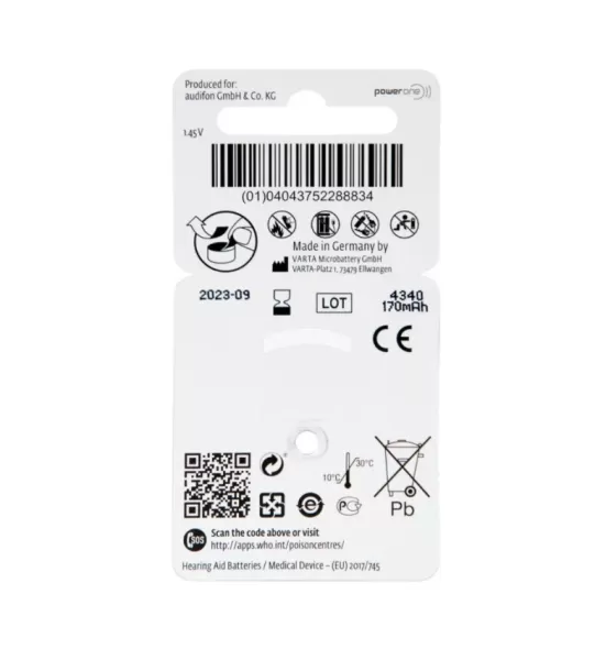 Батарейка для слуховых аппаратов Audifon тип 312 (6 шт, блистер)