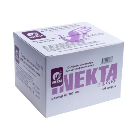 Салфетка спиртовая медицинская 60х100 мм INEKTA (упаковка 100 шт)