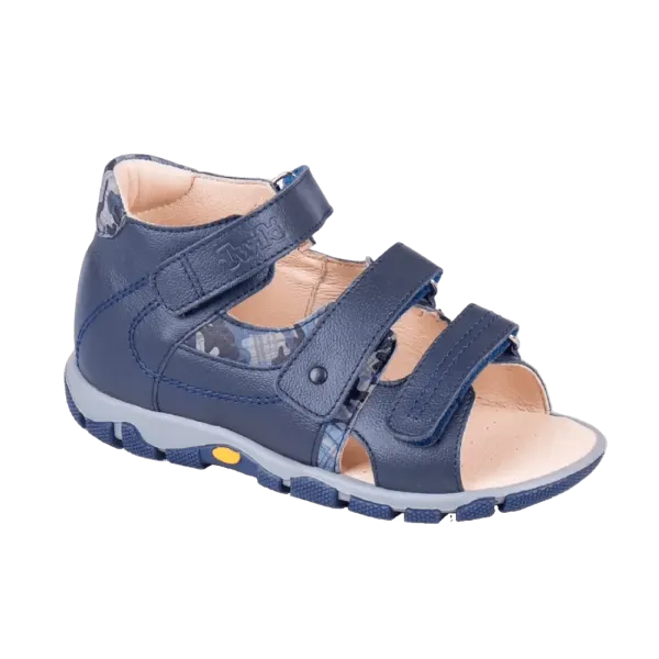 Сандалии ортопедические детские TWIKI TW-134-17 кожаные с открытым носом цвет синий комбинированный 