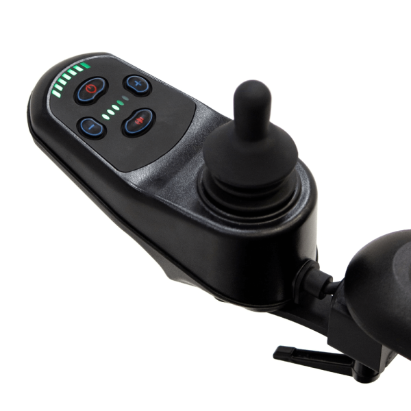 Кресло-коляска с электроприводом MET Compact Pro 4WS, артикул 20018, складная, с анатомическим сиденьем и системой подруливания задних колес